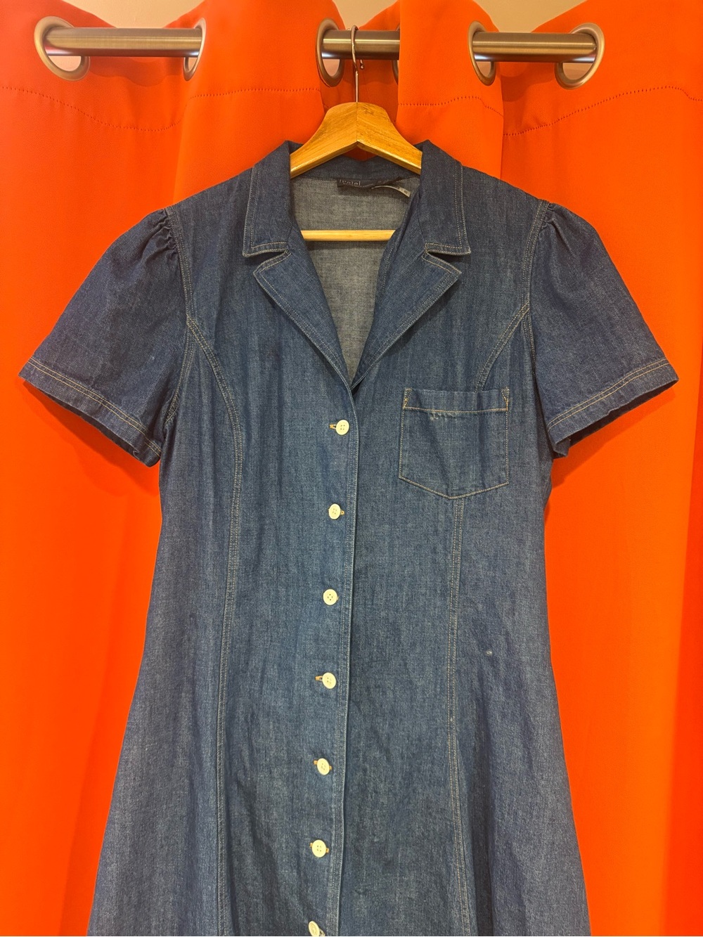 Classic Denim Button-Front Dress in Dark Blue by Polo in size 12